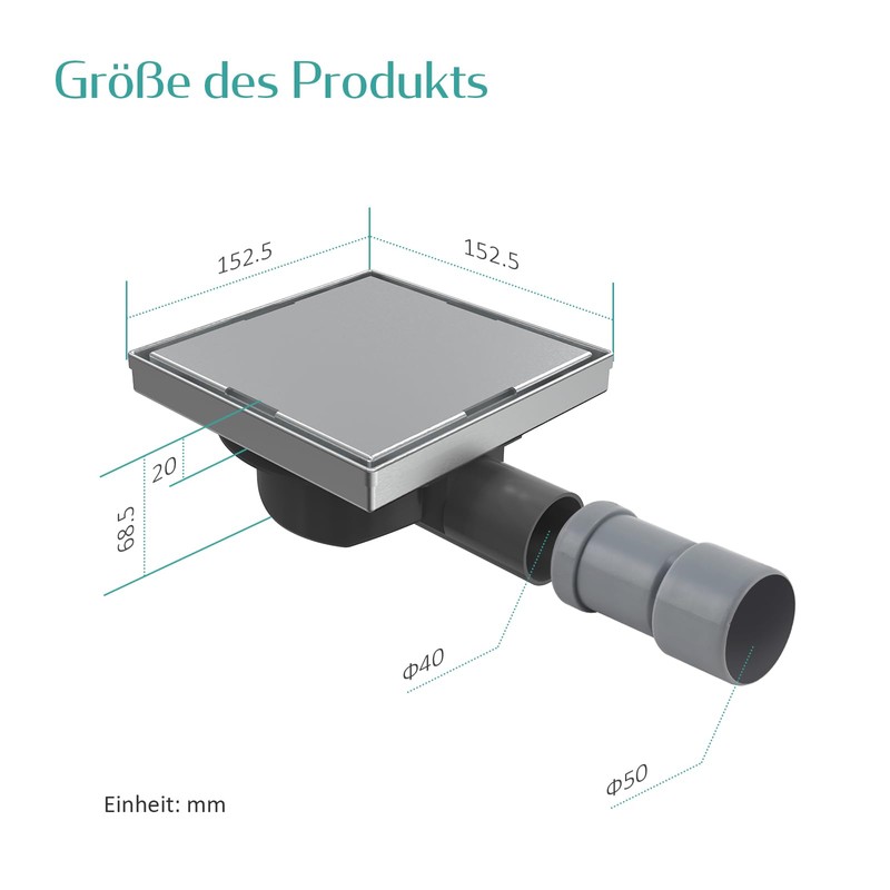 EMKE Drain Fitting Shower Tray, Shower Drain with Siphon Shower