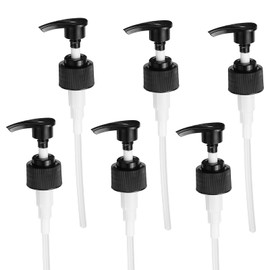 sourcing map 6Pcs Liter Pump Dispenser, 28/410 Universal Shampoo Container Pump for Lotion Soap in Kitchen Bathroom, Black
