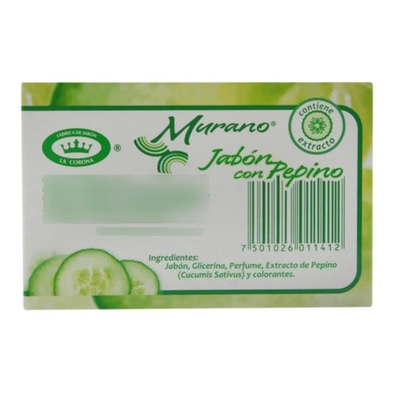 Jabón Barra Murano Natural Con Pepino 1 Pieza 150g