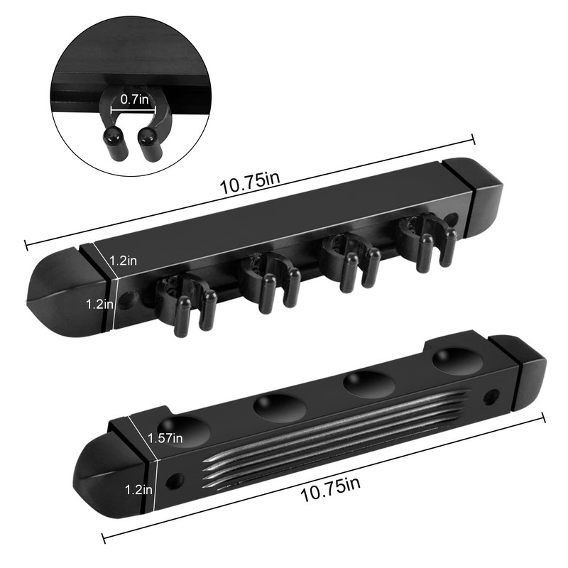 Billiard cue Wall Rack, Pool Stick Holder (Black Color, 4