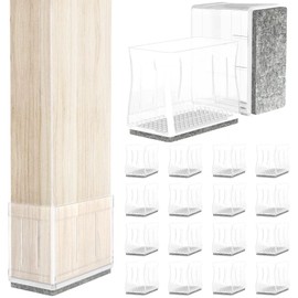 1" x 1 3/4" Rectangle Chair Leg Protectors for Hardwood Floors, Silicone Covers to Protect Wood Tile Floors Felt Pads Furniture Leg Caps Reduce Noise, Easy to Move,16 PCS Clear.
