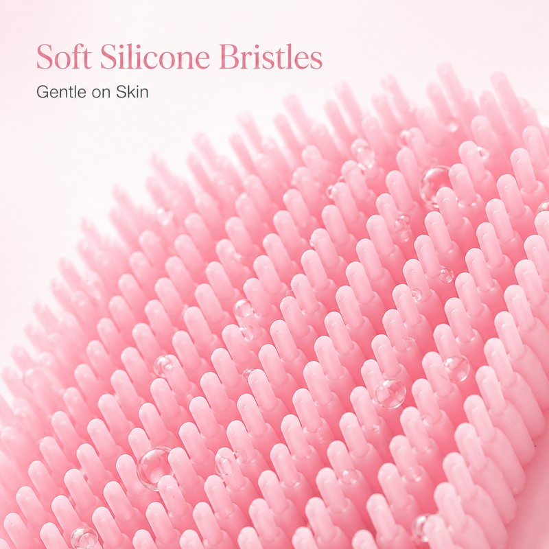 Pink Silicone Face Cleansing Brush for Daily Skincare – Soft