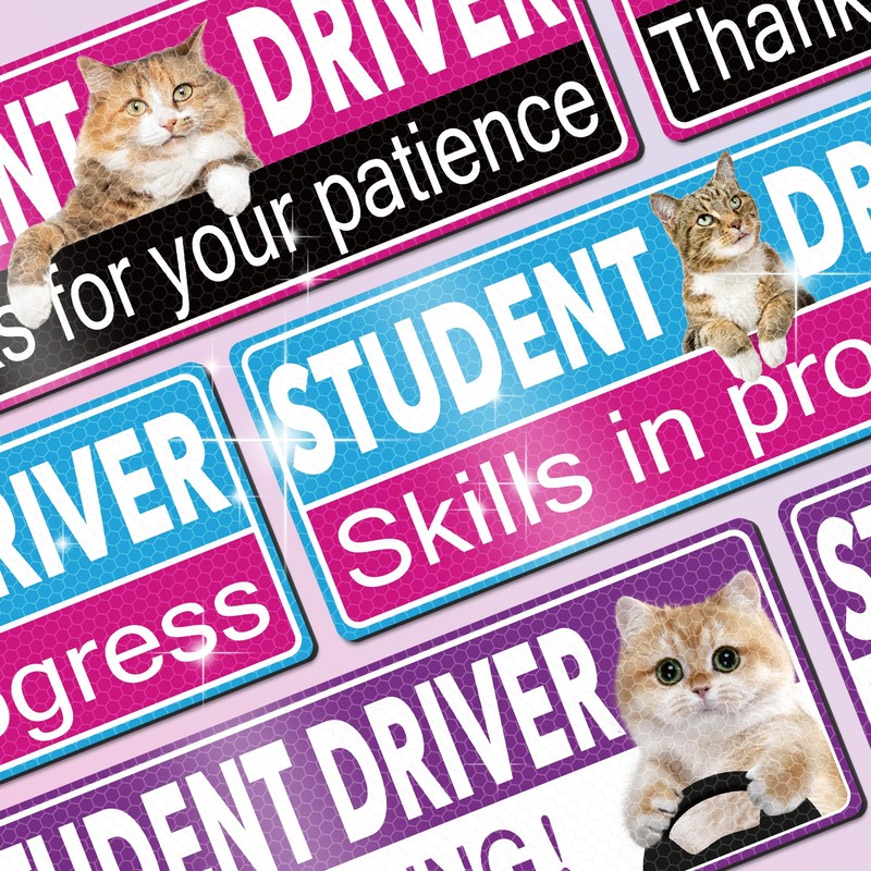 3 Pcs Student Driver Magnet for Car, HOLENGS Removable Reflective