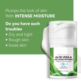 Aloe Vera Moisturizer Facial Cream，Firming Anti-Wrinkle Cream with Aloe Vera and Collagen Peptides，For dry, rough, taut skin, firming and moisturizing sagging skin，1.7 Fl Oz