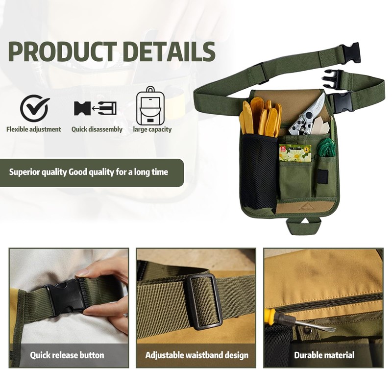 Men's Tool Belt Oxford Tool Belt Multifunctional 5 Pockets Adjustable