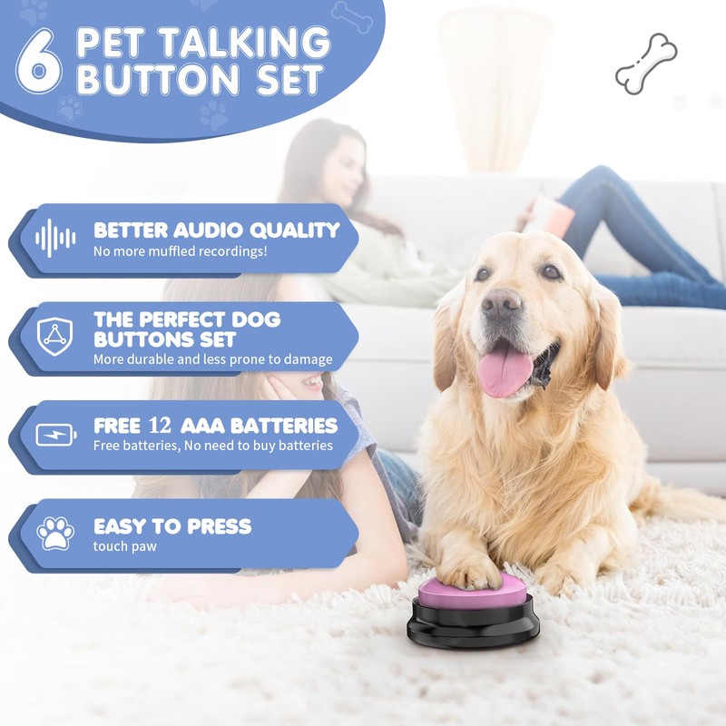 DCIAER Dog Buttons for Communication, 6 PCS Dog Talking Button