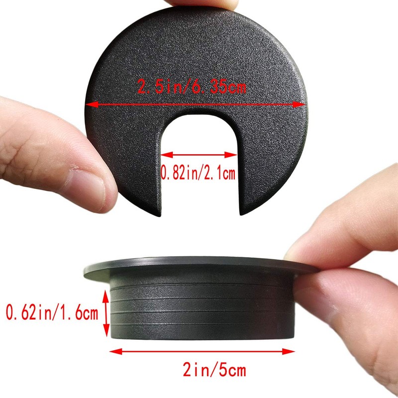 TTSAM Desk Grommet Desk Hole Covers 2 Inch Black Plastic
