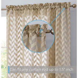 HLC.ME Herringbone Thick Semi Sheer Premium Rod Pocket Window Curtain Panels for Bedroom & Living Room - Set of 2 (54" W x 54" L, Taupe)