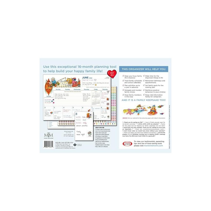 2025 More Time Moms Family ORGANIZER WALL CALENDAR