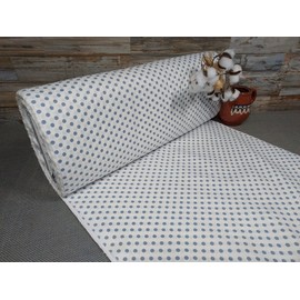 240 cm wide, sold by the metre, from 50 cm, poplin cotton fabric, children's fabrics, dots, baby fabrics, Ranforce craft fabric, Oeko-Tex VP0G029 (dots blue with white HG)