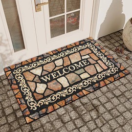 LHAIFA Front Door Mat Indoor Outdoor Entrance Funny Door Mats Outside Large 24 x 36 Inch Doormat Front Door Rugs Heavy Duty Non Slip Rubber Back Welcome Mat (Pebble, 24"×36")