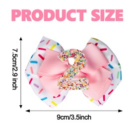 DAJISI Birthday Hair Bow Sprinkle Birthday Hair Bow Birthday Bows for Girls Hair 2nd Birthday Bow Hair Clips Ice Cream Hair Accessories for Baby Girl 2nd Birthday Outfit Girl Hair Barrettes