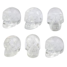 Nupuyai Set of 6 Crystal Skull Gemstone Skull Sculpture Hand Carved Crystal Skull Healing Stone Statue Figure Reiki Decoration