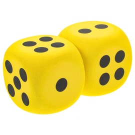 Toyvian Giant Dot Dices - 2pcs Foam Dice, Yellow, 8cm, Age 180+ for Games, Math Teaching, Party Supplies