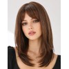 TISHINING Pelucas marrones para mujeres blancas, longitud media, capas, mezcla
