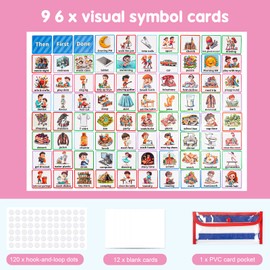 ProCase Visual Schedule for Kids, Daily Routine Core Chart Calender Morning Bedtime Communication Cards Learning Material Wall Planner Behavioral Tool for Kid Toddler Home School -Pink