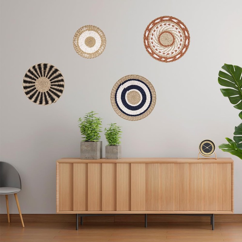 DECCARO Boho Wall Basket, Black, Medium