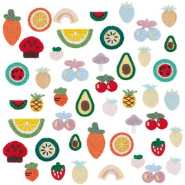 PH PandaHall 23 Styles Fruit Sew on Patches 92pcs Strawberry Embroidered Patches Cherry Applique Patch Knitted Fruit Motif Peach Pineapple Patch for DIY Sewing Clothes Dress Hat Backpacks