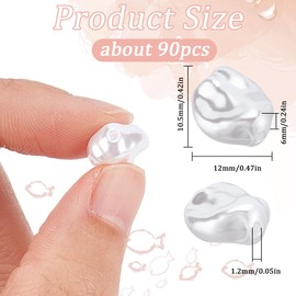 SUNNYCLUE 1 Box About 90Pcs Imitation Pearl Beads Plastic Pearl Bead Bulk Snow White Big Large Baroque Loose Pearls Charms for jewellery Making Beads Assortments DIY Crafts Necklace Bracelet Earring