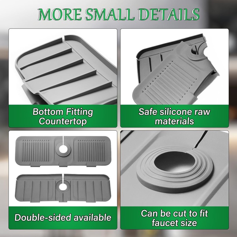 Tap Protector & Drip Mat Grey, Tap Splash Guard, Tap