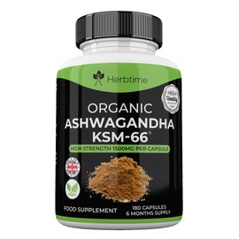 Ashwagandha KSM 66, 180 Vegan Capsules 1500mg (6 Months Supply) High Strength Ashwagandha Extract 1500mg Per Capsule UK Made, Boosted with 5% Withanolides