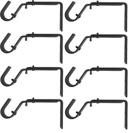 TEJATAN - Curtain Rod Brackets (Black, 3/4 Inch - Set of 8 ( 4 Pairs))