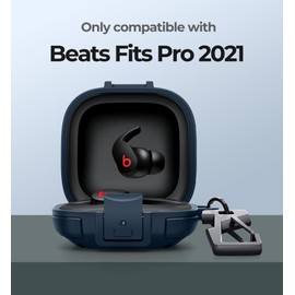 Dexnor Rugged Bumper Case for Beats Fit Pro (2021) Cases with Secure Lock, Shockproof Clear Cover with Carabiner & Keyring for Beats Fit Pro 2021 Blue