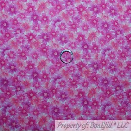 Signature BonEful Fabric FQ Cotton Quilt Pink Tonal Tiny Small Little Calico Flower Easter