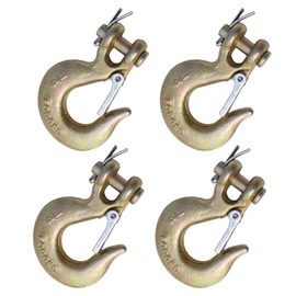 Gift2u 1/4 Clevis Slip Hook with Safety Latch, 4pcs Safety Gook with Latch Forged Grade 70 Capacity 2800lb for 6mm Chain Trailer Transport, Lift Cargo & Building Construction