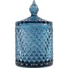 Sizikato Diamond Faceted Crystal Glass Candy Jar with Lid, 18oz Blue Decorative Jar, Nut Jar, Dried Fruit Storage Jar.