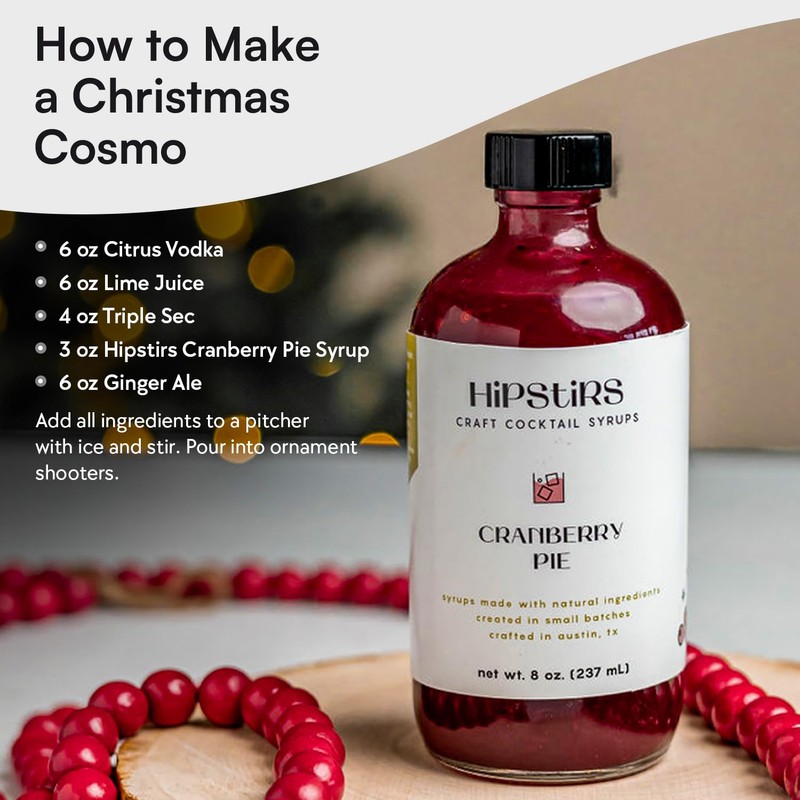 HipStirs Cranberry Syrup for Drinks - Our Cranberry Pie Syrup