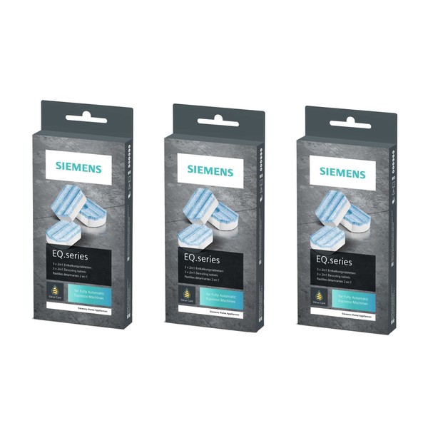 Siemens TZ80002 2-in-1 Descaler Tablets for Siemens EQ Range Coffee Machines (Pack of 3)