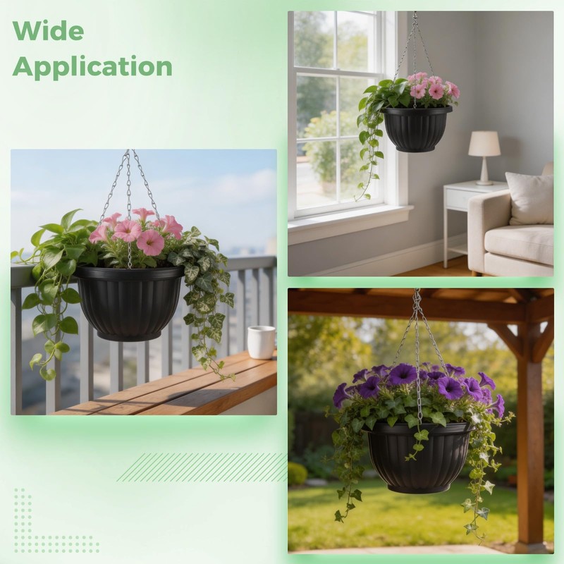 4 Pack Hanging Planters, 9.3 Inch Self Watering Pots for