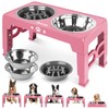 Jovrun Elevated Dog Bowls, Dog Feeder with 2 Stainless Steel