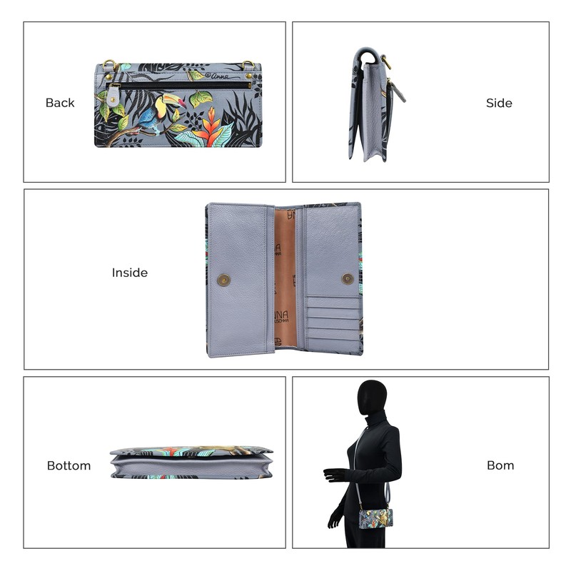 Anna by Anuschka Women Wallet on A String, Rainforest Friends,