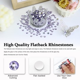Briskbloom 3000PCS SS16 4mm Resin Flatback Rhinestone, Light Purple Flatback Rhinestones for Nails, Tumblers, Mugs, Bottles, Craft Decoration, Loose Bling Glitter Diamond Stone