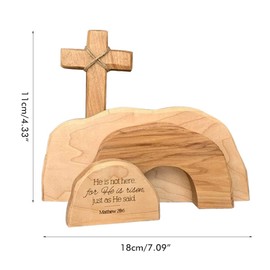 BTSEURY Easter Resurrection Scene Wooden Ornaments for The Home Table Jesus Ornaments Nativity Scene Decorations Christian Figurine Ornament