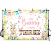 MEHOFOND 7x5ft Spring Bunny Theme Backdrop for Gril Third Birthday