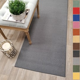 Custom Size Grey Solid Plain Rubber Backed Non-Slip Hallway Stair Runner Rug Carpet 31 inch Wide Choose Your Length 31in X 4ft