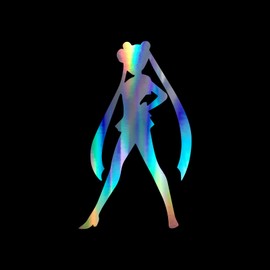 Serena Moon Silhouette Sticker Vinyl Decal Notebook Car Window Laptop 4.25" x 7" (Holographic)