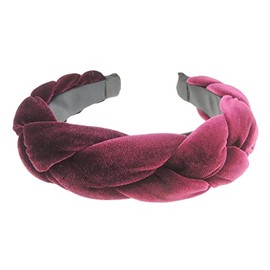 Fashion Formal Plaid Thick Wide Fabric Headband Alice Band Women Hair Accessory Hairband Christmas Birthday Wedding Guest Bridesmaid Prom Dance Holiday Pageant Prom Winter Velvet Plaited (Plum)