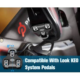 Grip Bicycle Cleats Compatible with Look KEO Pedals, Non-Slip TPU Surface, Grey 4.5°/Red 9°/Black 0° (Black 0° Float)