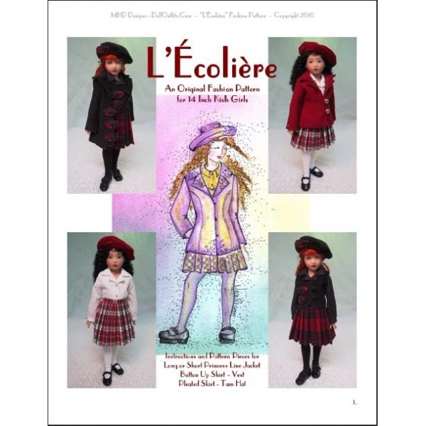 MHD Designs "L'Écolière" Fashion Pattern for 14" Kish Chrysalis