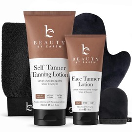 Beauty by Earth- Kit autobronceador con loción bronceadora: fabricado en EE. UU. con ingredientes orgánicos y naturales, loción autobronceadora