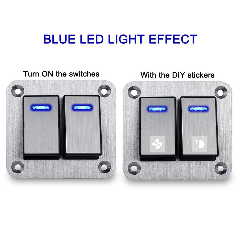 Xhtechnology 2 Gang Aluminum Rocker Switch Panel - 12V/24V Switch