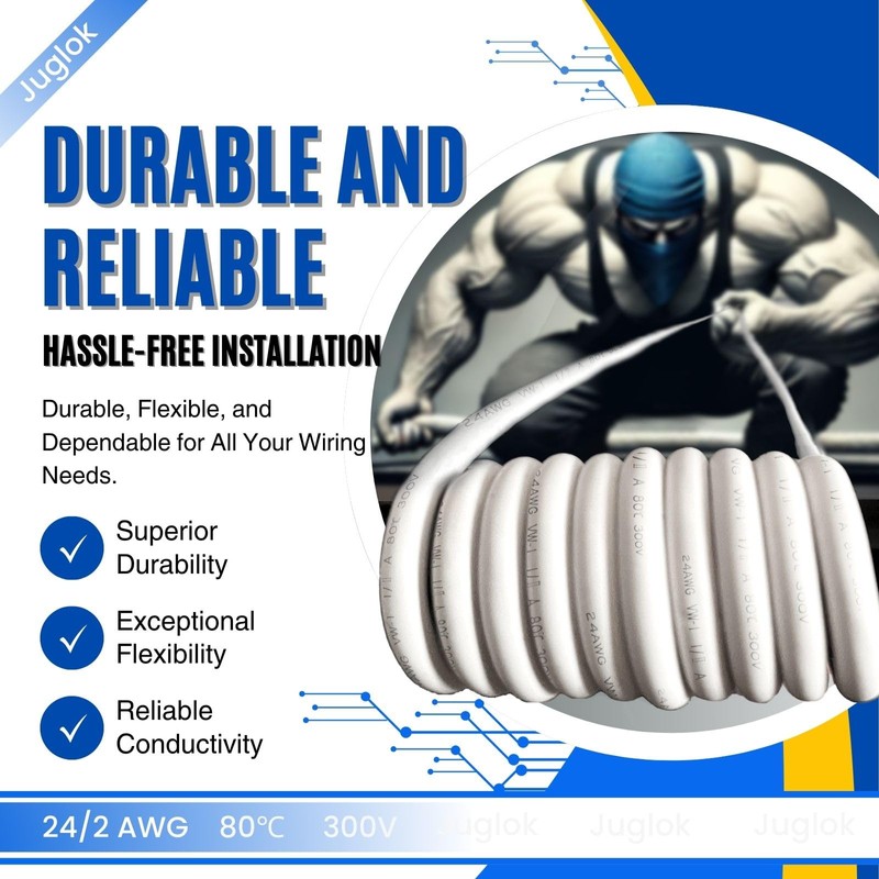 Garage Door Wire - 24/2 AWG Multi-Conductor Thermoplastic-Insulated Wire, Universal