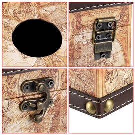 BTSKY Wooden + PU Retro Household Office Cube Square Tissue Holder Box Cover Napkin Holder, Elegant and Stylish Home Decoration (Yellow Map)