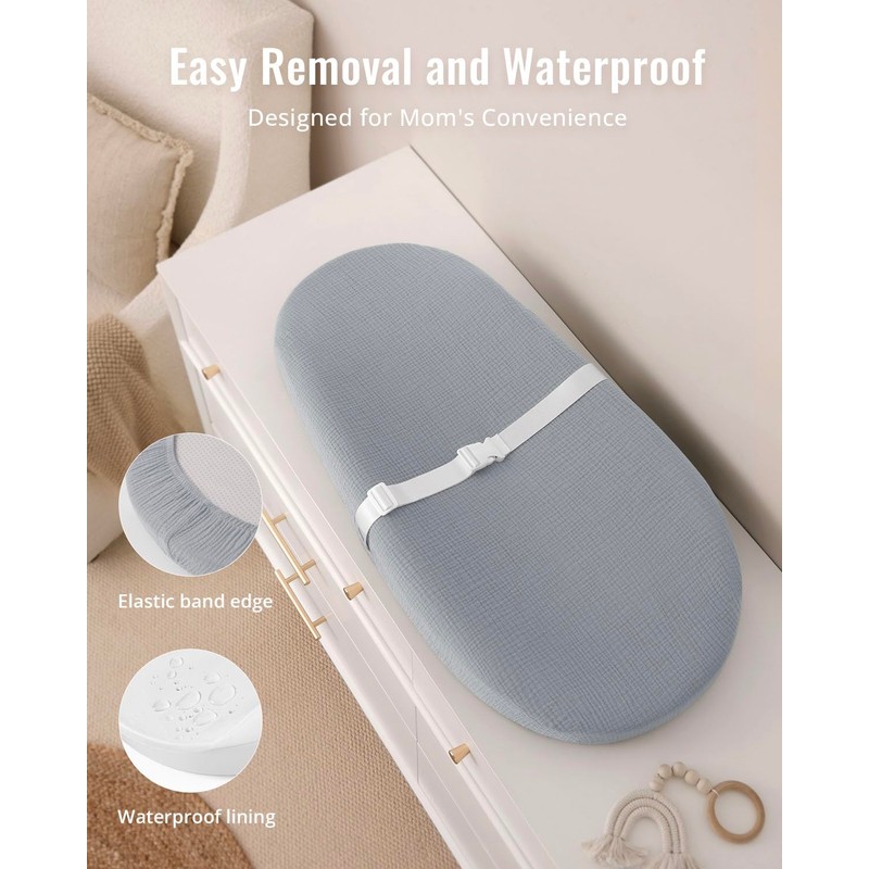 Blissful Diary Muslin Baby Changing Pad with Waterproof Lining Foam,
