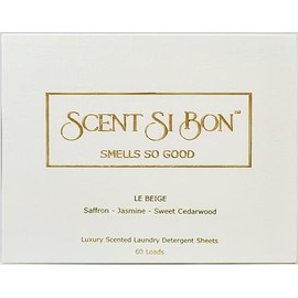 Scent Si Bon Luxury Scented Laundry Detergent Sheets, 60 Loads, Le Beige Inspired by Iconic Perfumes, Saffron, Jasmine, Sweet Cedarwood, Eco-Friendly Formula, Biodegradable Detergent