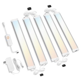 MYPLUS LED Under Cabinet Lighting Kit 5 CCT, 9W, 1500 Lumens, 12 Inch Light Bars, Bluetooth Plug-in Under Counter Lights for Kitchen Pack of 5